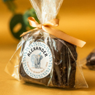 Adesivo Redondo Cor da selva do filhote de elefante de bebê azul d