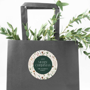 Adesivo Redondo Cor d'água de Natal verde floral botânico