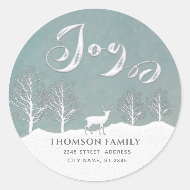 Adesivo Redondo Cor d'água moderna Cena de inverno Feriado de Joy (Frente)