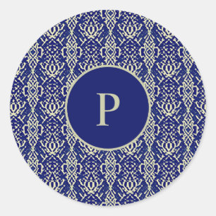 Adesivo Redondo Cor damasco Marinho azul decorativo