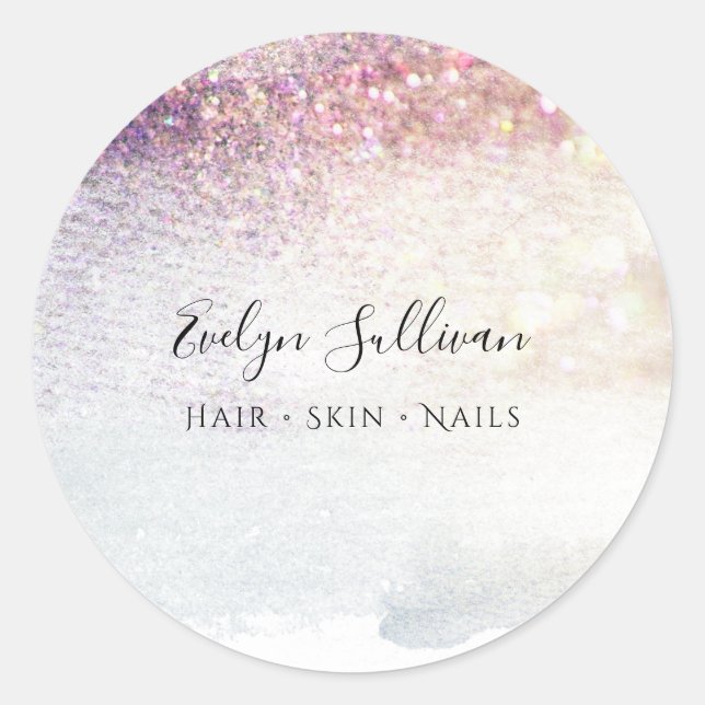 Adesivo Redondo cor-de-água brilhante púrpura (Frente)