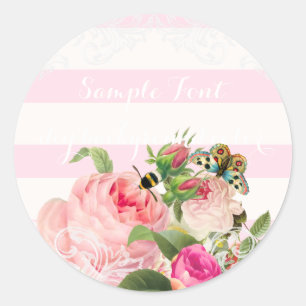 Adesivo Redondo Cor de fundo do rosa de vintage PixDezine/DIY