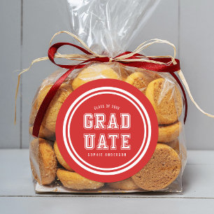 Adesivo Redondo Cor de Fundo Editável Graduado Varsity