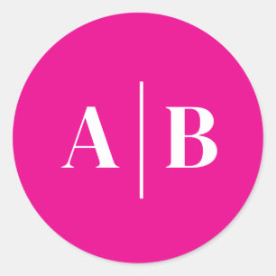 Adesivo Redondo Cor de Fundo Editável Monograma de Casamento