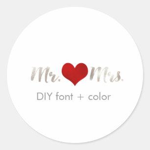 Adesivo Redondo Cor de fundo PixDezine Heart/mr&mrs/DIY