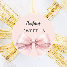 Adesivo Redondo Cor de rosa do arco 16