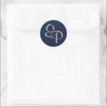Adesivo Redondo Cor-de-rosa no selo do envelope do script do Marin<br><div class="desc">Feche o seu convite de casamento fechado com um adesivo personalizado mostrando seu monograma de casal! As duas letras de script entrelaçam como as suas duas vidas.</div>