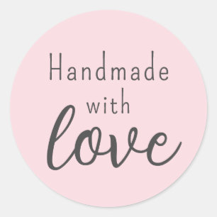Adesivo Redondo Cor-de-rosa-pincel feito à mão com amor