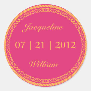 Adesivo Redondo Cor-de-rosa quente e fluorescente laranja/Rótulos