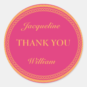 Adesivo Redondo Cor-de-rosa quente e fluorescente laranja/Rótulos