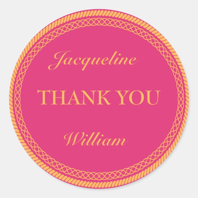 Adesivo Redondo Cor-de-rosa quente e fluorescente laranja/Rótulos  (Frente)