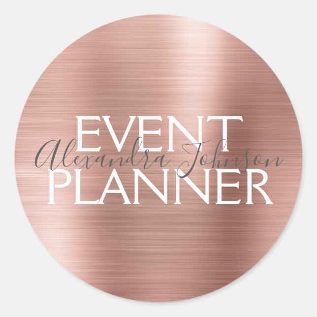 Adesivo Redondo Cor-de-rosa - Rosa Gold Foil Event Planner Seal (Frente)
