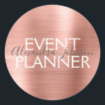 Adesivo Redondo Cor-de-rosa - Rosa Gold Foil Event Planner Seal<br><div class="desc">Cor-de-rosa-azul - Envelope do Planejador de Eventos de Folha Ouro Rosa ou selo do encapsulamento de presentes. O nome do contato profissional e a profissão podem ser alterados para serem usados em qualquer tipo de negócio. Entre em contato com o designer para obter itens adicionais correspondentes.</div>
