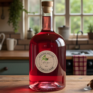 Adesivo Redondo Cor de Sloe Gin Kraft com Ilustração Vintage