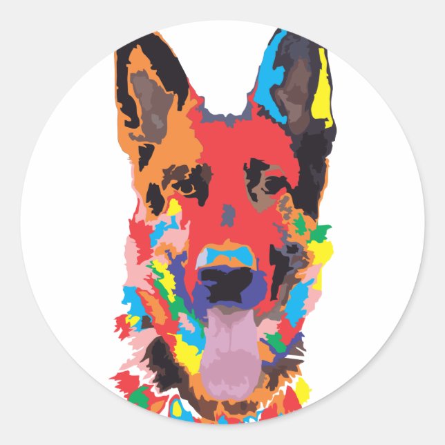 Adesivo Redondo cor do german shepherd (Frente)