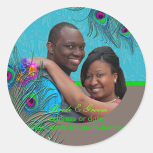 Adesivo Redondo Cor do plano de fundo do Pavão do PixDezines