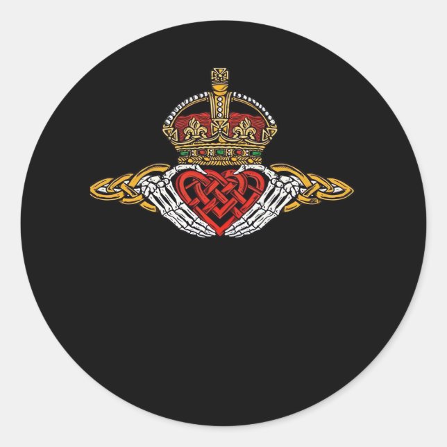 Adesivo Redondo Cor do Skeleton Claddagh (Frente)