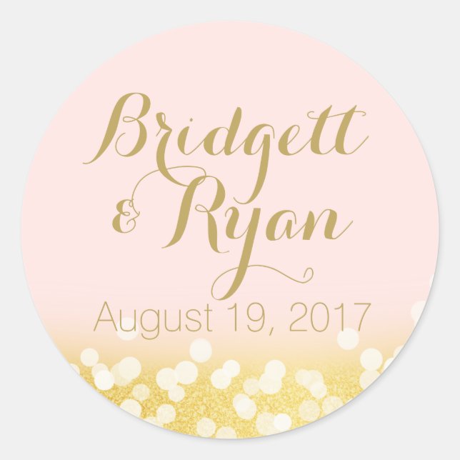 Adesivo Redondo Cor Dourada das Luzes Brilhantes (Frente)