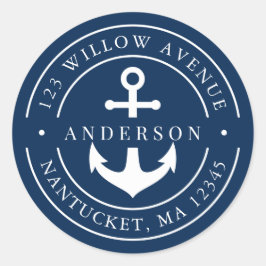 Adesivo Redondo Cor Editável Branco Borda Âncora Endereço de Retor