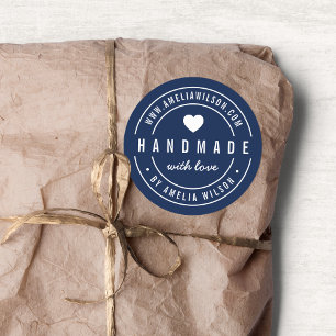 Adesivo Redondo Cor EDITÁVEL Negrito Feito À Mão Com Coração 