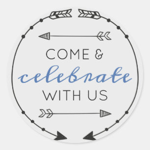 Adesivo Redondo Cor Editável Venha Celebrar Conosco