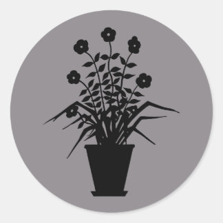 Adesivo Redondo Cor Personalizada da Silhueta de Flor de Vintage