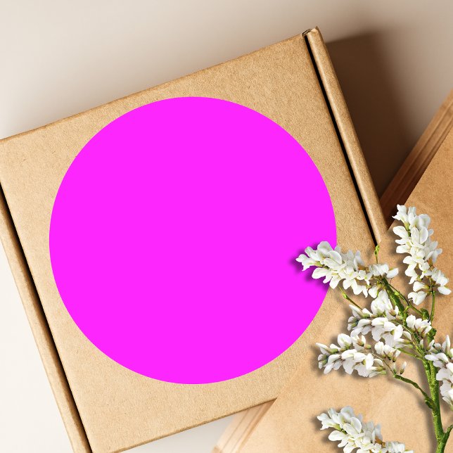 Adesivo Redondo Cor Sólida Fuchsia | Elegante Clássico (Criador carregado)