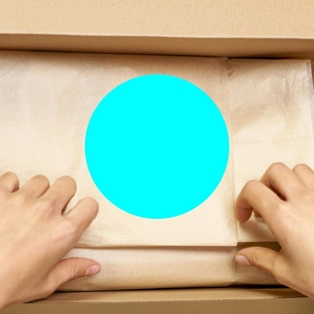 Adesivo Redondo Cor Sólido Azul Neon | Clássico (Criador carregado)