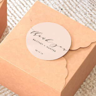 Adesivo Redondo Cora o obrigado elegante simples cor-de-rosa você