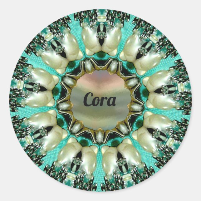 Adesivo Redondo CORA ~ Padrão de Abstrato brilhante ~ Personalizad (Frente)