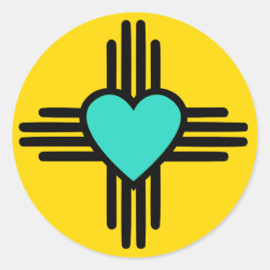 Adesivo Redondo Coração amarelo de Zia