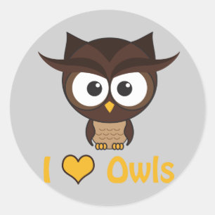 Adesivo Redondo Coração (amor) corujas