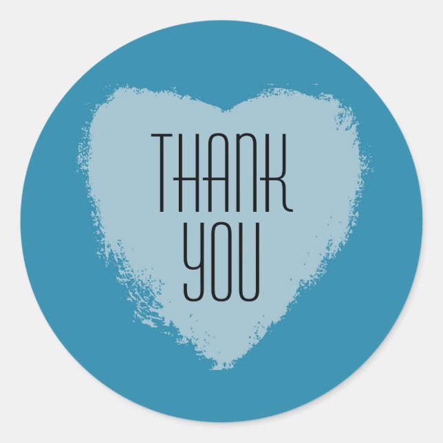 Adesivo Redondo Coração Azul, Obrigado, Stickers (Frente)