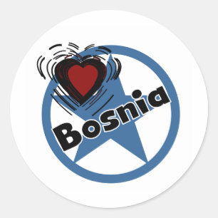 Adesivo Redondo Coração Bósnia