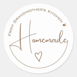 Adesivo Redondo Coração Branco da Caligrafia Simples Elegante