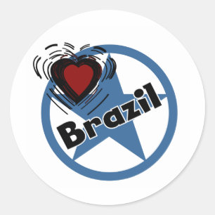 Adesivo Redondo Coração Brasil