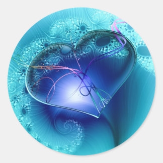 Adesivo Redondo Coração Cinza Azul Turquesa