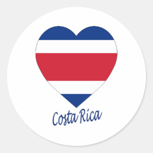 Adesivo Redondo Coração (civil) da bandeira de Costa Rica
