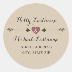 Adesivo Redondo Coração com Vinheta de Endereços de Setas