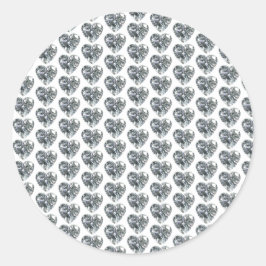 Adesivo Redondo Coração com Vinheta Diamante