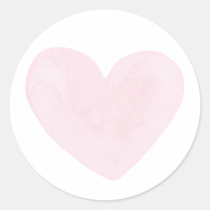 Adesivo Redondo Coração cor d'água rosa. Namorados. Casamento
