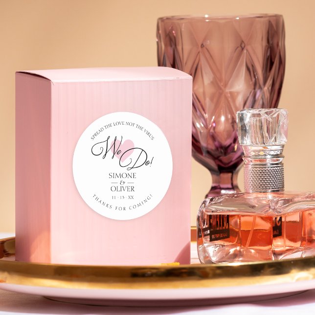 Adesivo Redondo Coração Cor-de-Rosa, Fazemos Citação De Casamento  (Criador carregado)