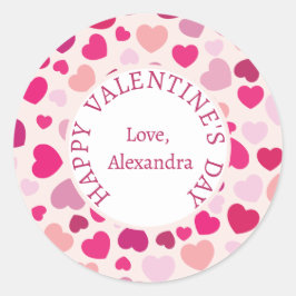 Adesivo Redondo Coração Cor-de-Rosa feliz dia de os namorados