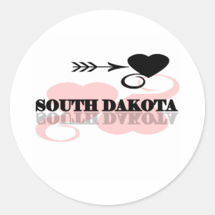 Adesivo Redondo Coração cor-de-rosa South Dakota