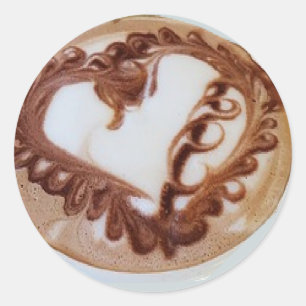 Adesivo Redondo Coração-coraçã café em café