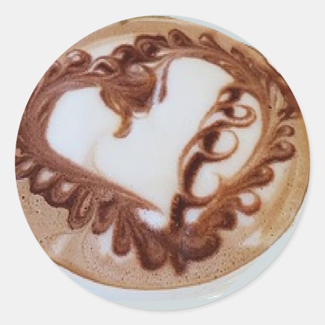 Adesivo Redondo Coração-coraçã café em café (Frente)