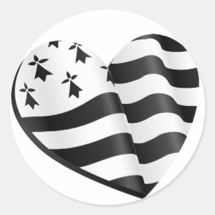 Adesivo Redondo Coração da bandeira bretão