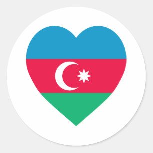 Adesivo Redondo Coração da bandeira de Azerbaijan