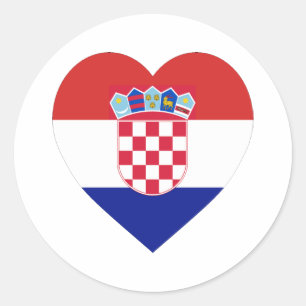 Adesivo Redondo Coração da bandeira de Croatia