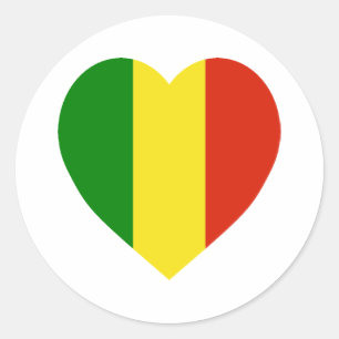 Adesivo Redondo Coração da bandeira de Mali